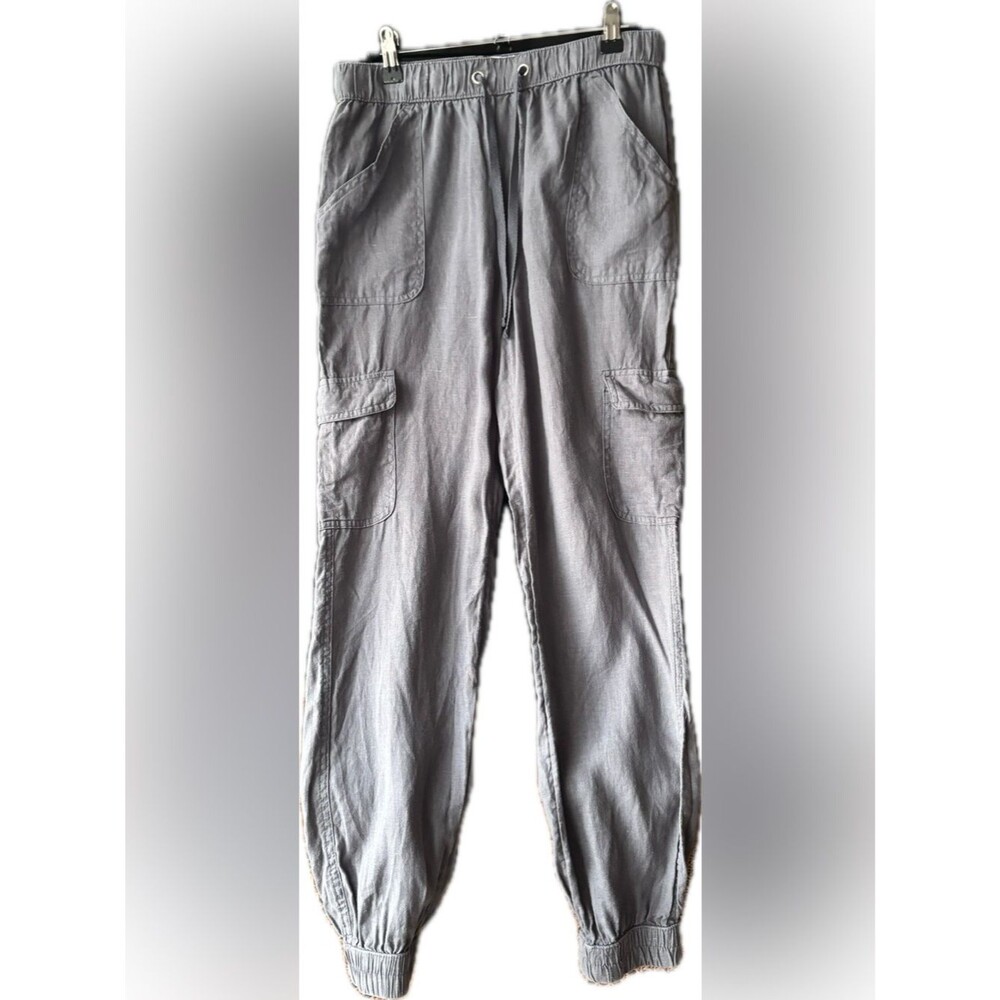 NWT Cynthia Rowley Slate Blue Linen Cargo Jogger Pants